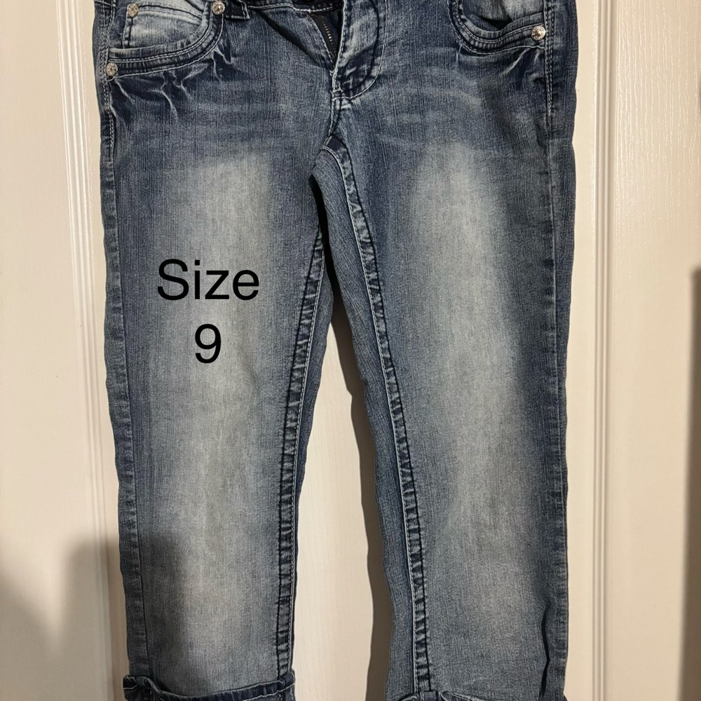 Angels Distressed Blue Cropped Jeans